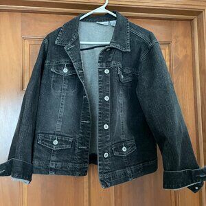Chicos Platinum Womens Size 2 Black Jean Jacket